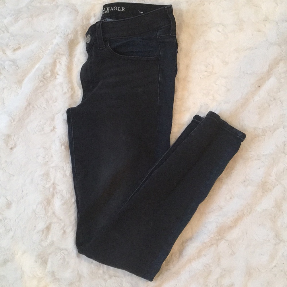 New black and blue denim American Eagle skinnies